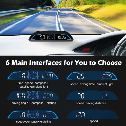 5.5 inch HUD Speedometer with GPS, Universal Digital Speed Display (km/h/mph) for all vehicle windshield 2