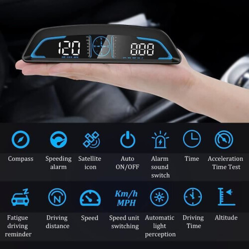5.5 inch HUD Speedometer with GPS, Universal Digital Speed Display (km/h/mph) for all vehicle windshield 1