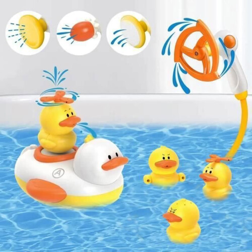 Automatic duck-shaped baby bath toy – Yellow – 5 pieces – From 12 months