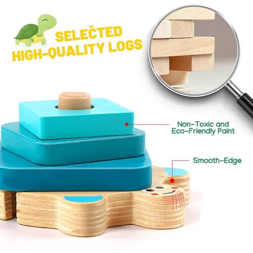 Wooden educational game for 1-year-olds, shape sorting and stacking puzzle - LECOO 2