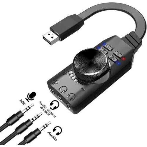 External card - LECOO - USB adapter - Virtual 7.1 - 3.5 mm jack - Plug and Play 2