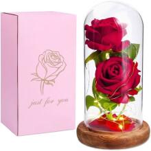 Eternal rose in glass dome, rose in glass dome with LED lights for mother, wife, girlfriend, birthday