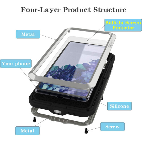 Military Rugged Case For Samsung Galaxy S20 FE 5G, with Tempered Glass Screen Protector 1
