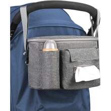 Stroller and buggy storage bag, diaper bag, accessory for all stroller models – gray