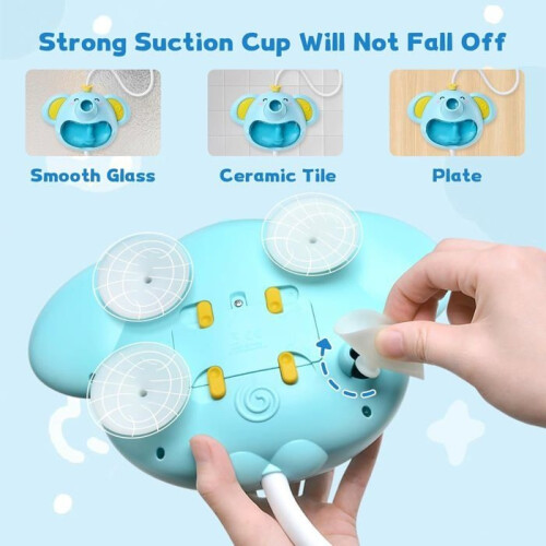 Baby Bath Toy - Musical Elephant Bubble Machine - with Floating Duck (1-6 Years) (Blue) 2