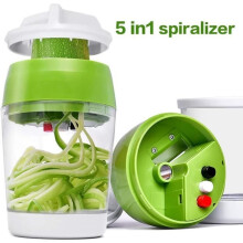 5-in-1 spiral slicer, spiral vegetable slicer, spiral spaghetti slicer for carrots and cucumbers, kitchen mandoline slicer
