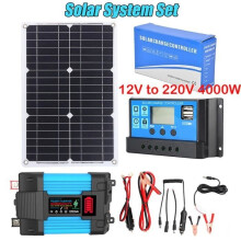 12V to 220V 4000W solar panel system with 30A charge controller and custom inverter, product kit