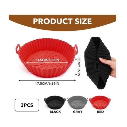 Silicone Airfryer Mold, Airfryer Accessories, Microwave, 3-Pack - Foldable Round Insert Mold 1