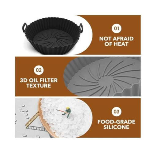 Silicone Airfryer Mold, Airfryer Accessories, Microwave, 3-Pack - Foldable Round Insert Mold 2