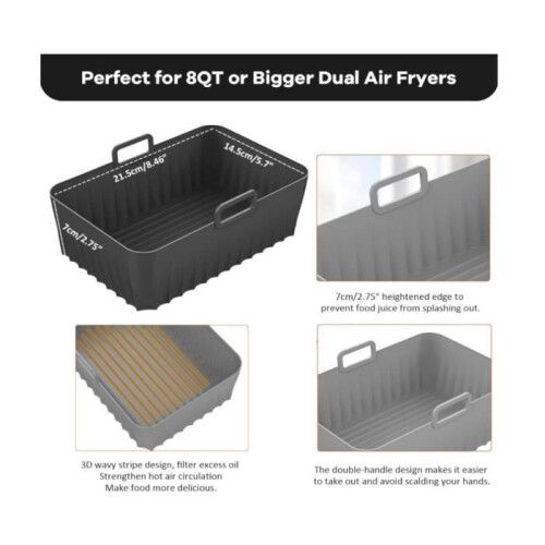 2-pack 9.5L Airfryer liners, Airfryer accessories, Silicone Airfryer liners 2