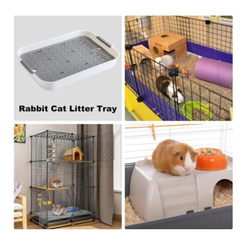 Cat and rabbit litter box with grid - Environmentally friendly - Hygienic - White 2