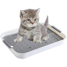 Cat and rabbit litter box with grid - Environmentally friendly - Hygienic - White