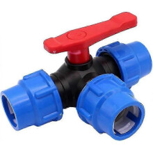 PE 32MM 3 Way Ball Valve, T Type Pipe Quick Connect Pipe Valve Splitte Connect Valve