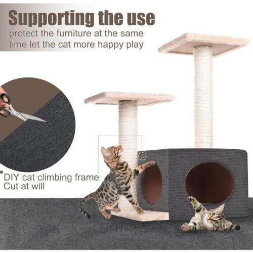 Gray self-adhesive cat scratch mat, scratch protection for sofa 40 x 200 cm, climbing cat scratching post 2