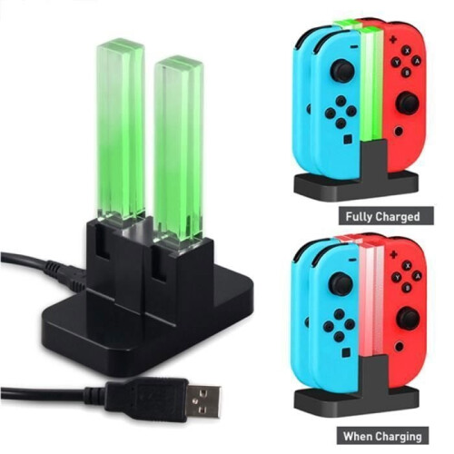 4-in-1 charger compatible with Nintendo Switch Joy-Con controllers, charging station with LED indicator, compatible with Nintendo... 1