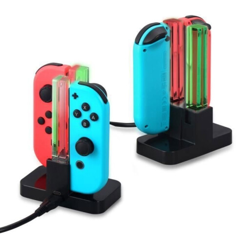 4-in-1 charger compatible with Nintendo Switch Joy-Con controllers, charging station with LED indicator, compatible with Nintendo... 2
