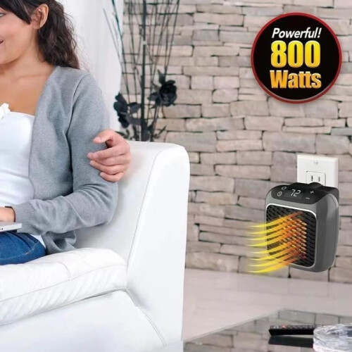 Fan Heater – 800 W Mini Ceramic Fan Heater – Gray – LED Display – Remote Control 2