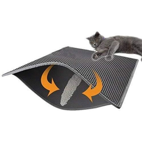 Cat litter mat, foldable, double-layered, honeycomb structure, waterproof, floor protection and mat