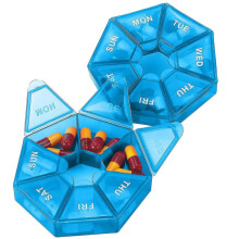2 Pack Pill Box Portable 7 Day Pill Organiser- Easy Fill Medicine Storage Box Weekly Tablet Box with Separate