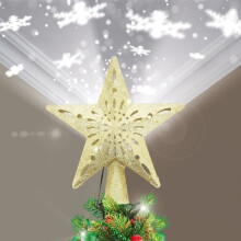 Star-shaped weapon with white LED projection and snowflake effect – gold