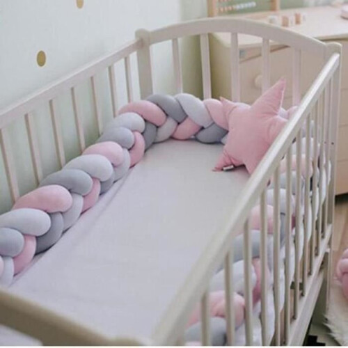 Mxzzand Baby Bed Bumper, Bed Rail Protector, Knotted Braided Insert for Babies, Decoration Package