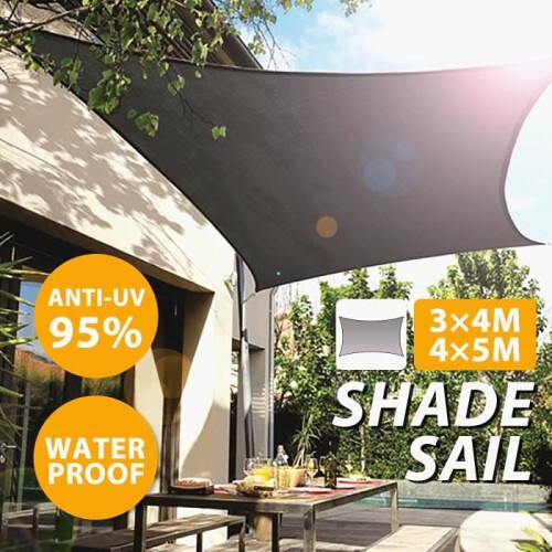x 5 m waterproof rectangular shade sail for outdoor garden