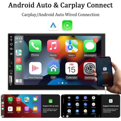 Bluetooth car radio – PRUMYA – 7" – 1 Din – Carplay – Android – HD touchscreen 1