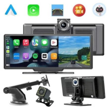 10.26 inch 4K wireless CarPlay and Android Auto Dashcam with rearview camera, GPS, AUX, voice control