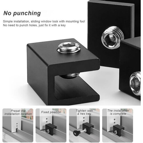 6-pack sliding door locks, adjustable window locks, sliding door locks with keys, anti-theft window locks 2