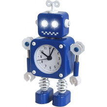Robot Wake-up Alarm Clock Without Ticking Sound (Blue)