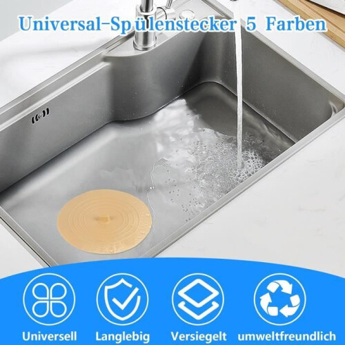 Pack of 5 universal rubber drain plugs for bath and kitchen 2