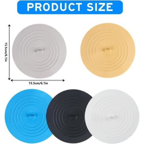 Pack of 5 universal rubber drain plugs for bath and kitchen 1
