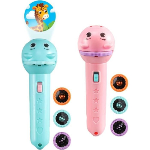 Children's projector flashlight, projector flashlight, projector flashlight, projector toy, set of 2 projection flashlights