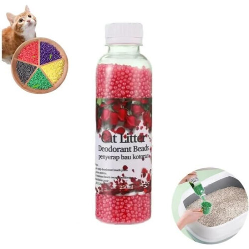 Deodorizing granules for cat litter, deodorizing granules for pets, reusable deodorant