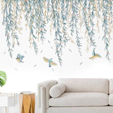 Wall stickers with leafy branches, leafy birds, wall decoration, self-adhesive wall stickers for the living room