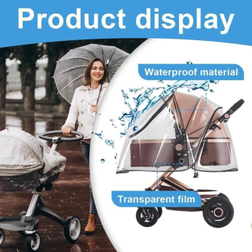 Universal rain cover for strollers Comfortable access window Good air circulation Non-toxic 2