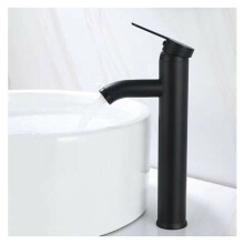 VHV single-hole basin mixer with high spout made of chrome-plated copper for countertop washbasins