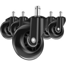 Set of 5 silicone office chair wheels 25 inch clamp diameter 11 mm VHV