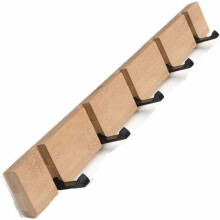 Wooden wall coat rack with 5 hooks for scarves and clothes VHV