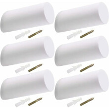 Wooden wall hooks for hanging coats and bags, 6 pieces, white, VHV