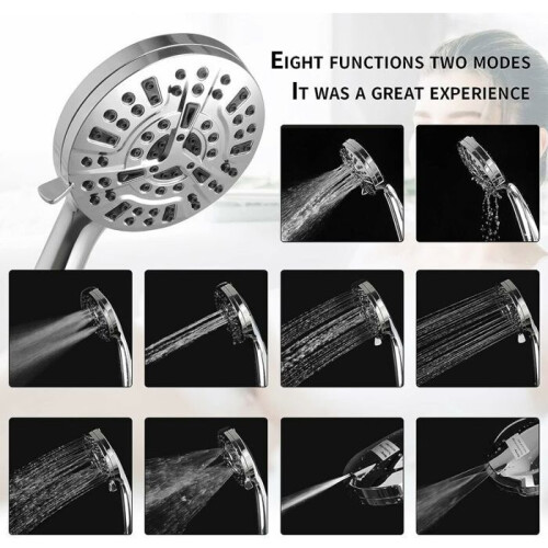 High pressure shower head 8 jet settings removable with 15 m hose VHV 1