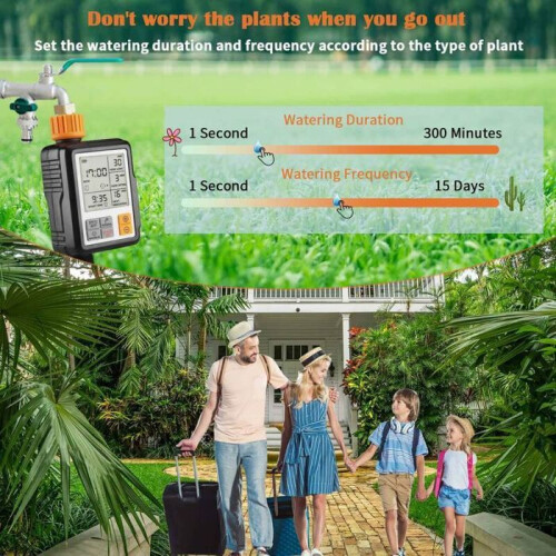 VHV Waterproof Automatic Irrigation Timer with LCD Display for Garden and Lawn 2