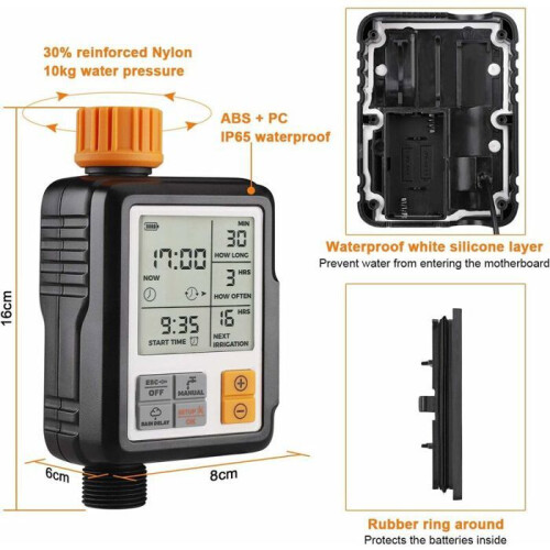 VHV Waterproof Automatic Irrigation Timer with LCD Display for Garden and Lawn 1
