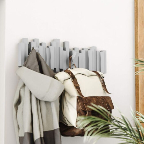 Umbra Sticks Wall Coat Rack with 5 Folding Hooks, VHV Gray 1