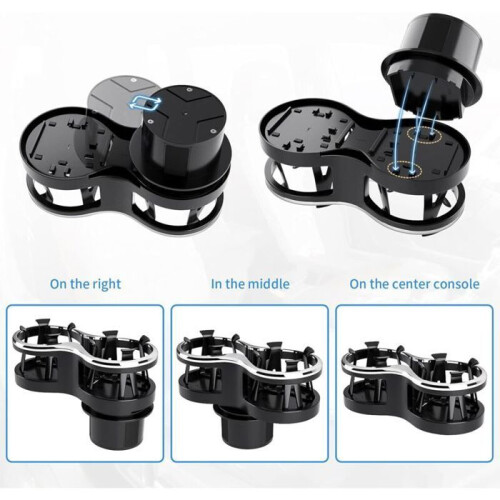 Car cup holder, 2 universal vibration-dampening bottle holders, cup holder with extendable and removable base VHV 2