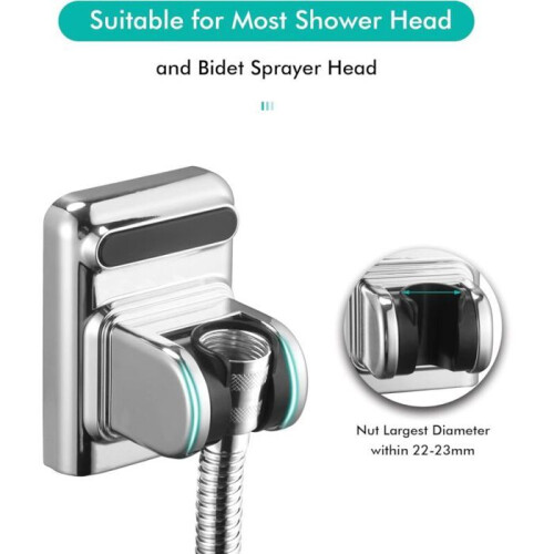Silver shower head holder, adjustable, rotatable, strong suction cup, VHV 1