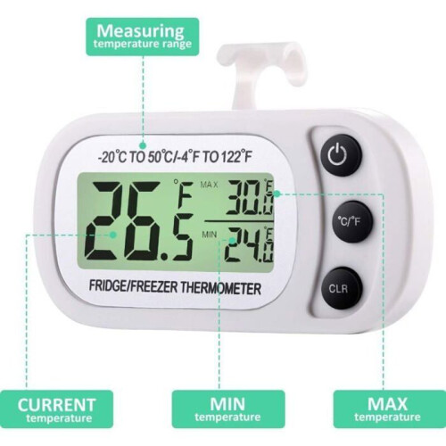 Waterproof digital refrigerator-freezer thermometer with max/min recording function VHV 2