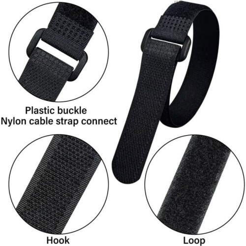 Hook and Loop Fasteners 40 pieces black cable ties 2 x 20 cm reusable and adjustable best before date 1