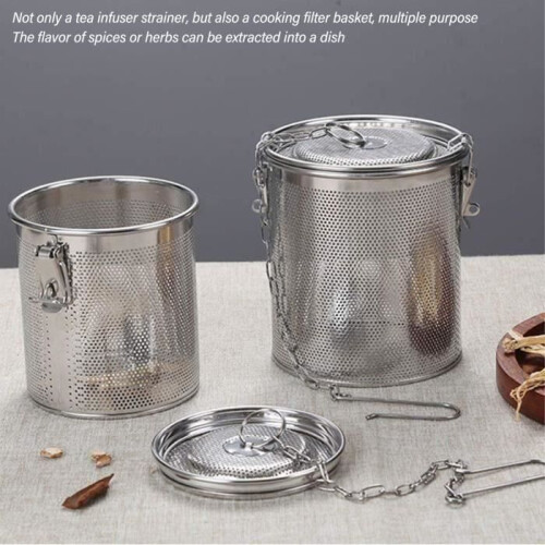 Stainless steel tea filter with hanging chain, diameter 12 cm, 4.7 inches 2