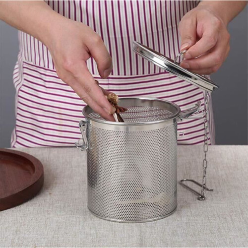 Stainless steel tea filter with hanging chain, diameter 12 cm, 4.7 inches 1